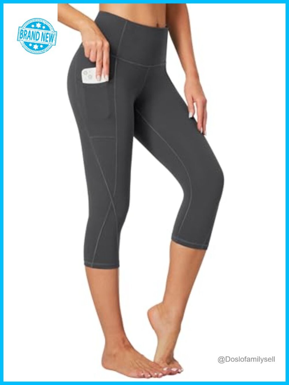 Women's High Waisted Capri Leggings with Pockets Tummy Control Yoga Pants